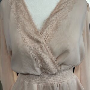 Elegant Lace Trim Blouse